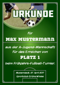 Fußball-Urkunde